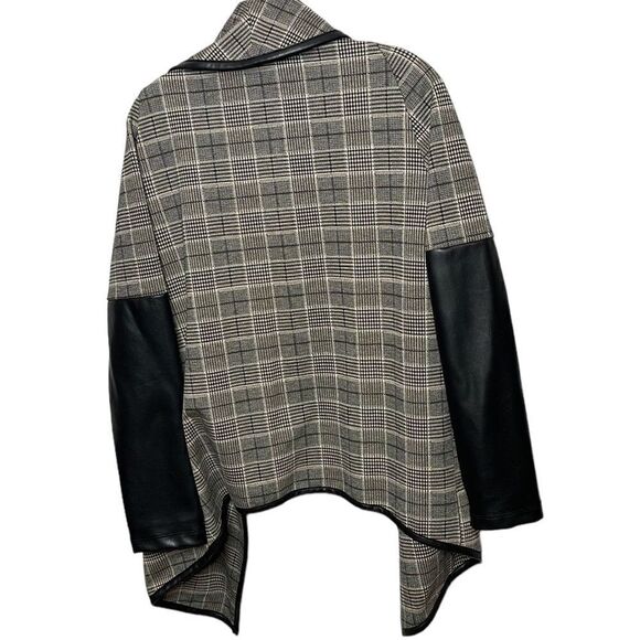 Joseph Ribcoff Checked Jacket With Vegan Leather Sleeves. Size 10. - Picture 9 of 10